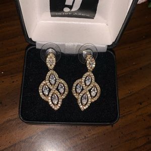 Herff Jones- Gold played sterling silver dangly earrings